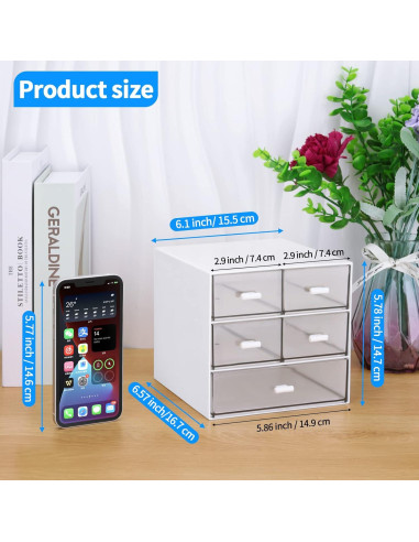 Organizador de Escritorio LETURE con 5 Cajones Blanco