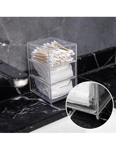 Organizador de Escritorio Vowcarol Mini Transparente con Cajón