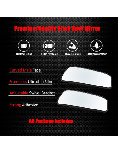 Espejo de Punto Ciego Ampper Am-BSM1001, 2 Piezas, HD Convexo