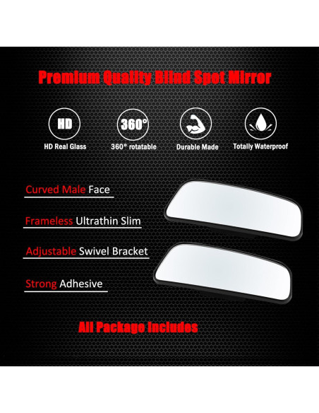 Espejo de Punto Ciego Ampper Am-BSM1001, 2 Piezas, HD Convexo