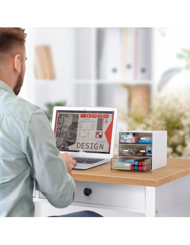 Organizador de Escritorio LETURE con 5 Cajones Blanco