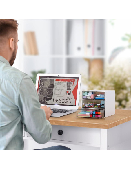 Organizador de Escritorio LETURE con 5 Cajones Blanco