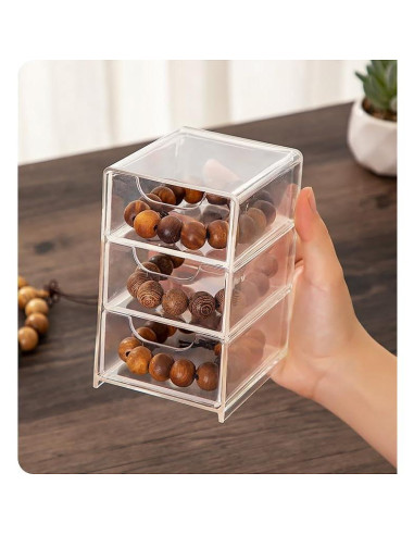 Organizador de Escritorio Vowcarol Mini Transparente con Cajón