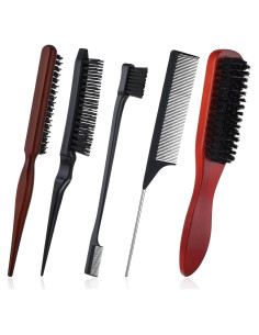 Conjunto de Cepillos para Cabello Bewudy 5 Piezas Nylon Madera