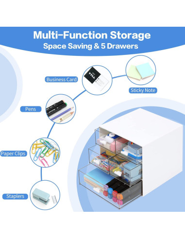 Organizador de Escritorio LETURE con 5 Cajones Blanco
