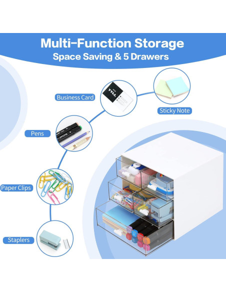 Organizador de Escritorio LETURE con 5 Cajones Blanco