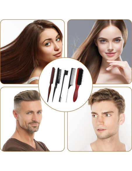 Conjunto de Cepillos para Cabello Bewudy 5 Piezas Nylon Madera
