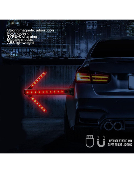 Baton de Seguridad Vial LED Focket con Luz Roja y Base Magnética