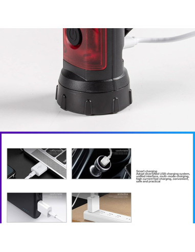 Baton de Seguridad Vial LED Focket con Luz Roja y Base Magnética