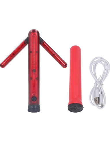 Baton de Seguridad Vial LED Focket con Luz Roja y Base Magnética