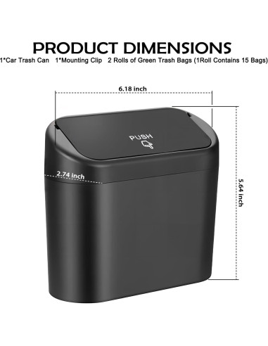 Cubo de Basura para Auto YGDMD con Tapa y Luz - 6L