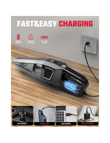 Aspiradora de Mano Inalámbrica Evekas SV16 9000PA Carga Rápida