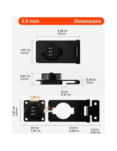 Cerradura de Armario ETEKJOY Sin Llave 3 Dígitos Seguridad
