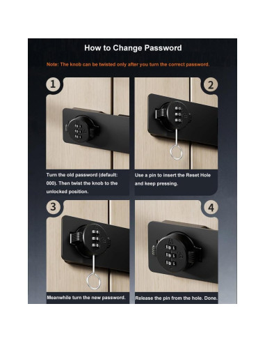 Cerradura de Armario ETEKJOY Sin Llave 3 Dígitos Seguridad