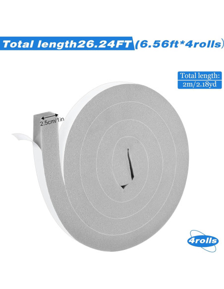 4 Rollos Sello de Espuma Aislante Josojoou 2m Gris