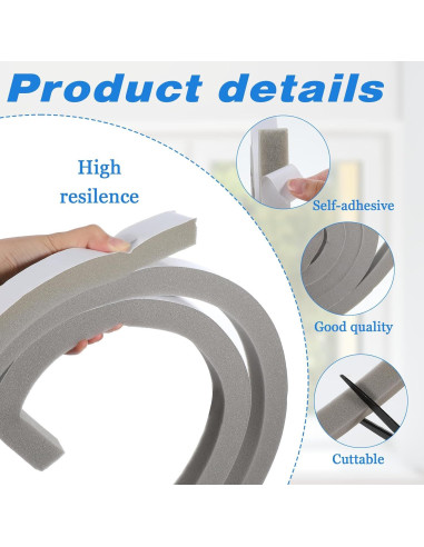 4 Rollos Sello de Espuma Aislante Josojoou 2m Gris