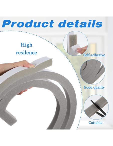 4 Rollos Sello de Espuma Aislante Josojoou 2m Gris