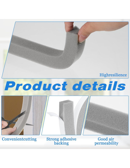 4 Rollos Sello de Espuma Aislante Josojoou 2m Gris