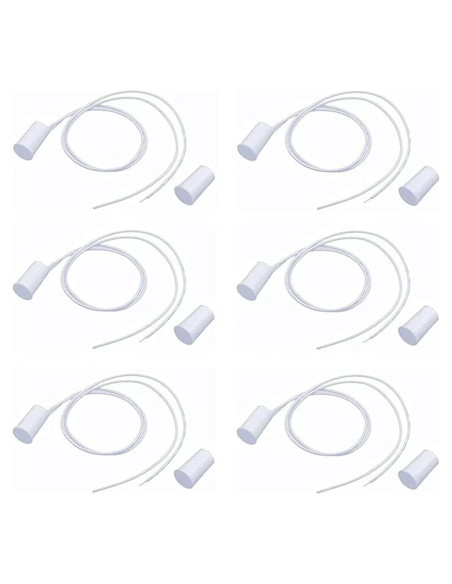 6 Interruptores Reed Magnéticos GDQLCNXB NC Cableados para Alarma