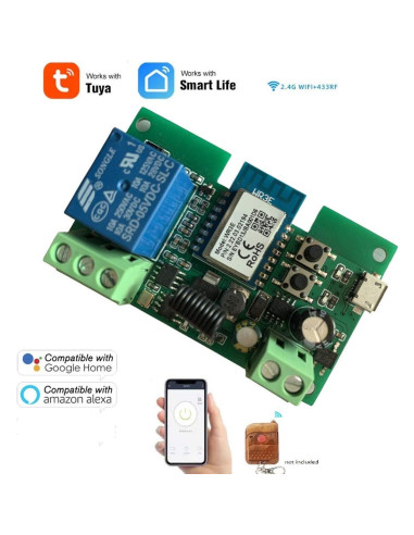 Módulo Relé Inteligente WiFi 12V Tuya para Hogar - Control Remoto