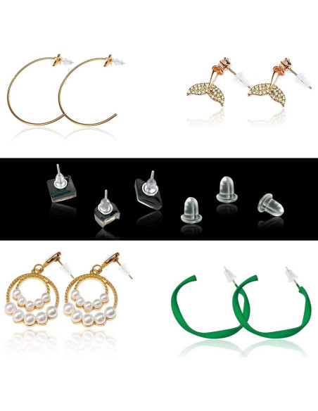 Respaldos de Aretes de Silicona TTSAM 300PCS Transparentes Suaves