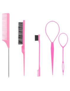 Juego de Peines Rosa 5 Piezas - Cepillo Alisador y Peine Niños