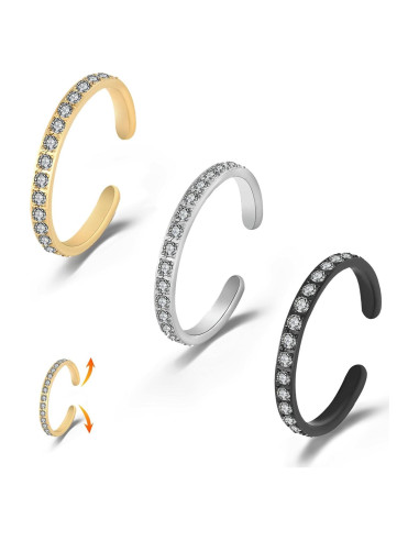 3 Anillos de Dedo de Oro Hipoalergénicos 316L Thiswhyimbeauty