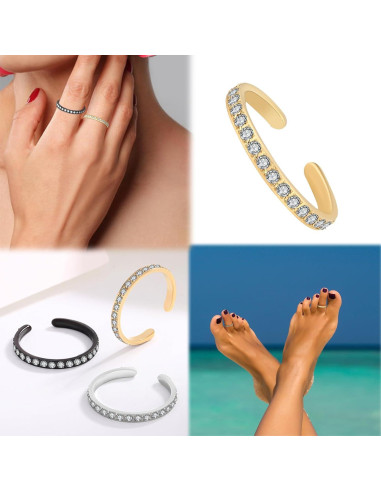 3 Anillos de Dedo de Oro Hipoalergénicos 316L Thiswhyimbeauty