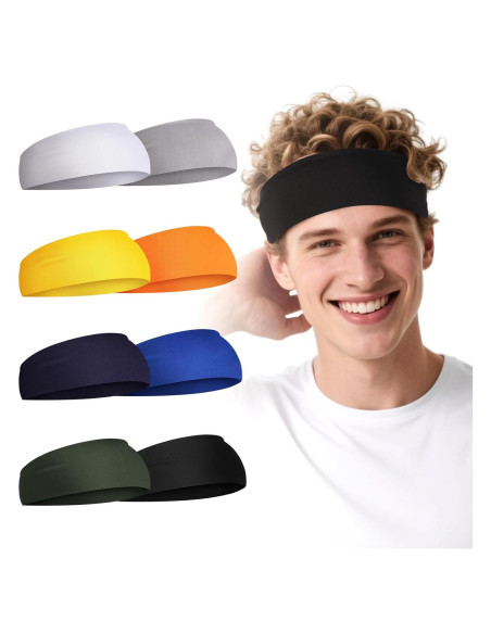 8 Cintas Deportivas Bneykrir para Hombres - Absorbentes y Cómodas