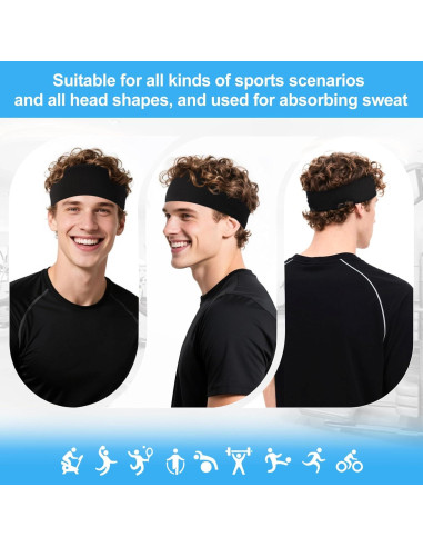 8 Cintas Deportivas Bneykrir para Hombres - Absorbentes y Cómodas