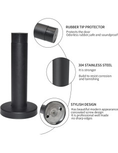 Tope de Puerta DOKU 10 Pcs Acero Inoxidable 304 Negro 9 cm 2