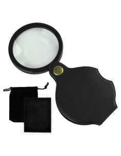Lupa de Bolsillo XuYelora 10x Plegable con Funda y Paño