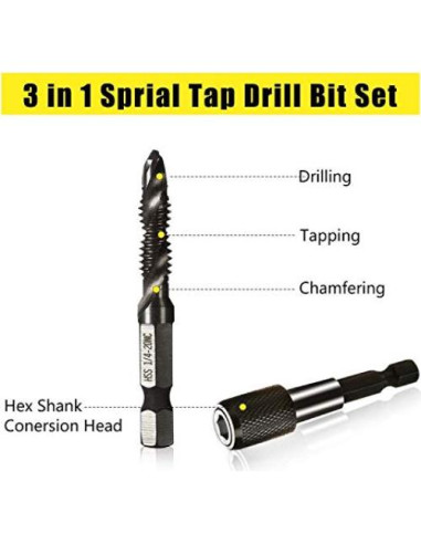 Juego de Brocas y Machos de Rosca 13 PCS HUAZHICHUN