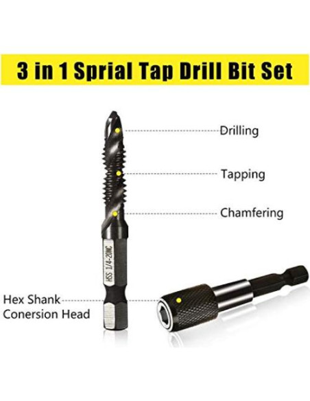 Juego de Brocas y Machos de Rosca 13 PCS HUAZHICHUN