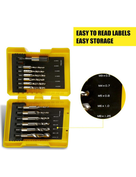 Juego de Brocas y Machos de Rosca 13 PCS HUAZHICHUN