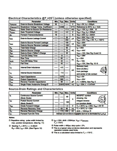 20 Transistores MOSFET IRFZ44N N-Canal 55V 49A TO-220