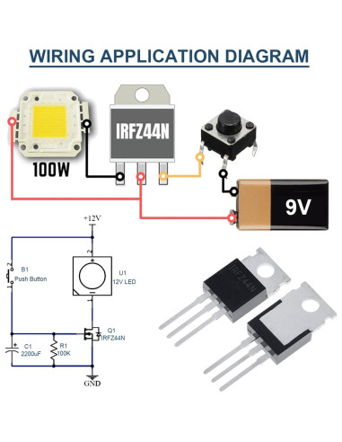 20 Transistores MOSFET IRFZ44N N-Canal 55V 49A TO-220