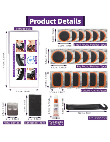 Kit de Reparación de Neumáticos de Bicicleta Genérico 27 Pcs