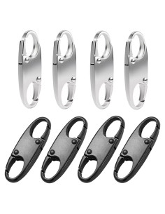 Set de 8 Clips Antirrobo para Cremallera Rhuishu Plata y Negro