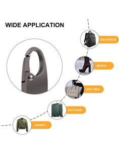 Set de 8 Clips Antirrobo para Cremallera Rhuishu Plata y Negro 2