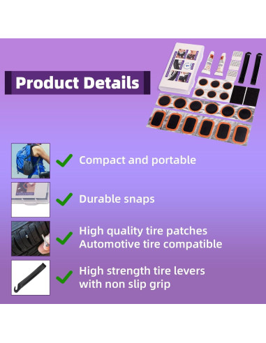 Kit de Reparación de Neumáticos de Bicicleta Genérico 27 Pcs