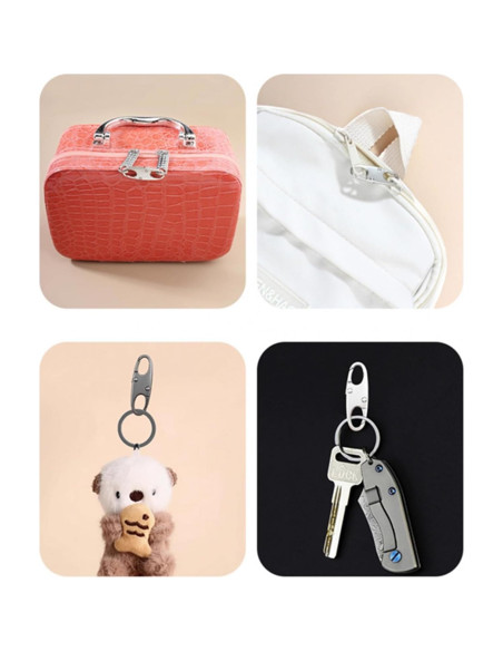 Set de 8 Clips Antirrobo para Cremallera Rhuishu Plata y Negro