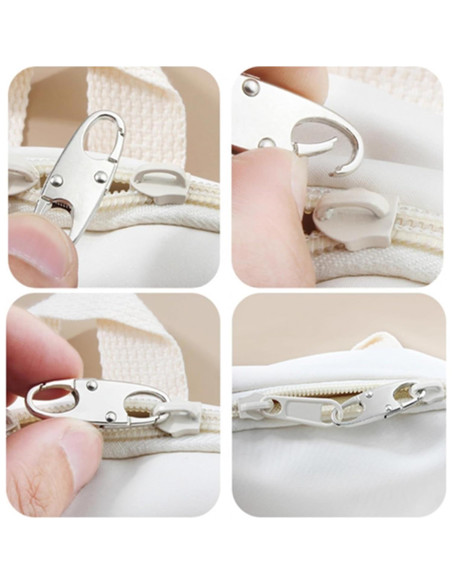 Set de 8 Clips Antirrobo para Cremallera Rhuishu Plata y Negro