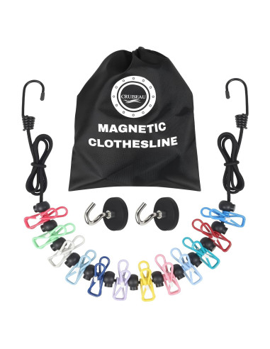 Cuerda de Ropa Magnética CruiSeaU con 12 Clips para Crucero