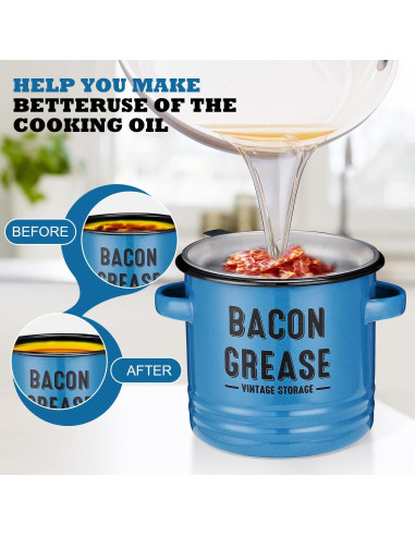 Contenedor de Grasa de Tocino ONEARF 1365ml con Colador - Azul