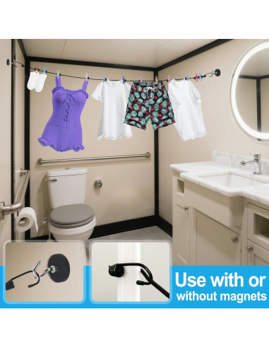 Cuerda de Ropa Magnética CruiSeaU con 12 Clips para Crucero