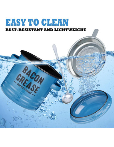 Contenedor de Grasa de Tocino ONEARF 1365ml con Colador - Azul