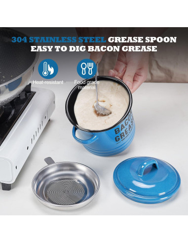 Contenedor de Grasa de Tocino ONEARF 1365ml con Colador - Azul