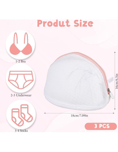 Juego de 3 Bolsas para Lavar Sujetadores LIQWEI Rosa