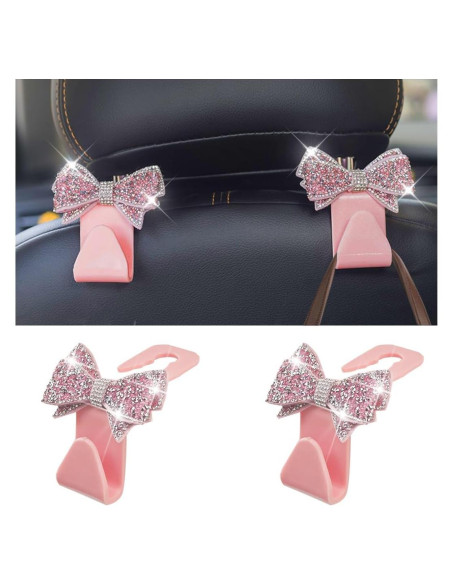 Gancho de reposacabezas de coche Bling Zpana, 2 piezas Rosa